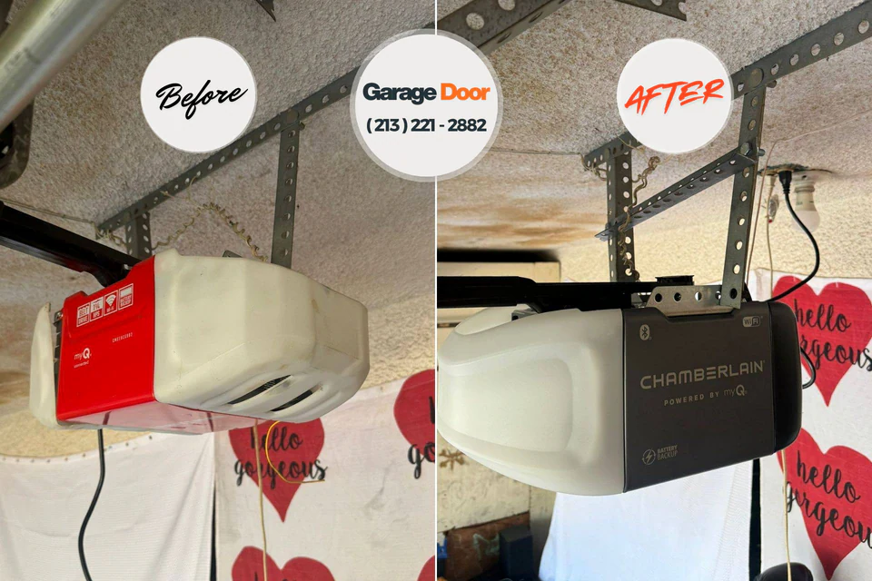 Before and after: garage door repair Milford, MI